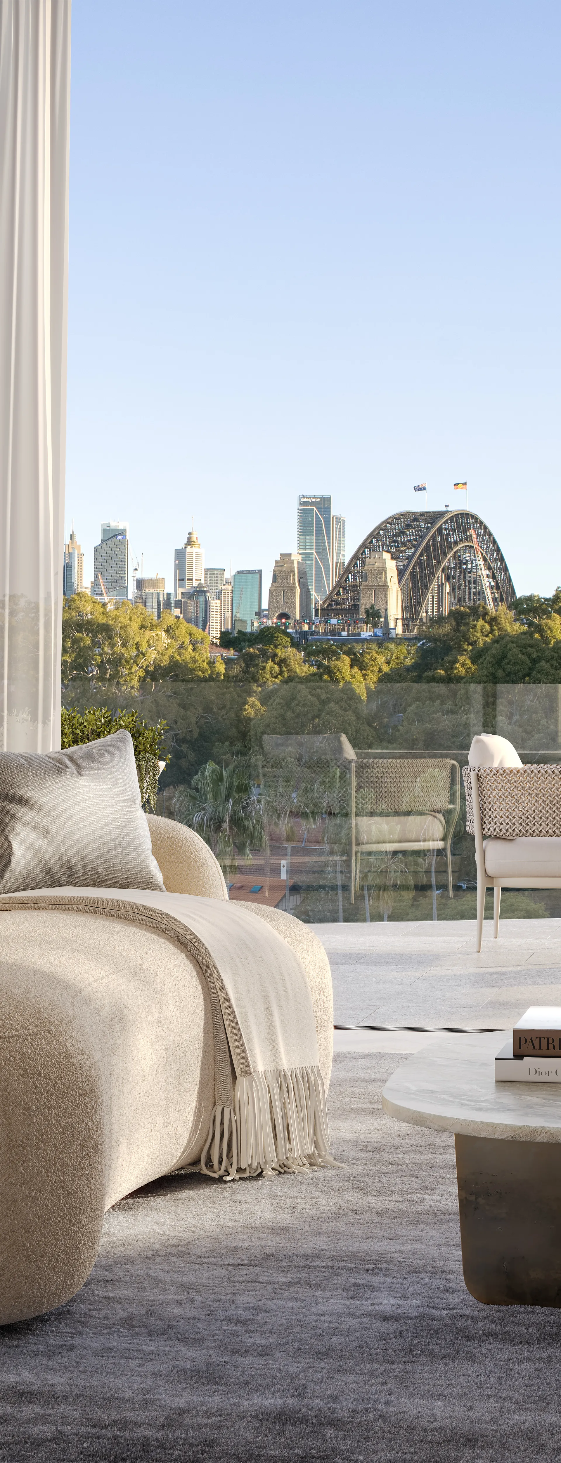 Beauchamp terrace in North Sydney looking over the harbour bridge and city skyline.